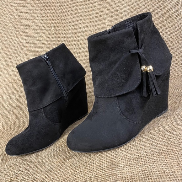 wedges Shoes - 🛑SOLD🛑   booties wedges black suede size 10